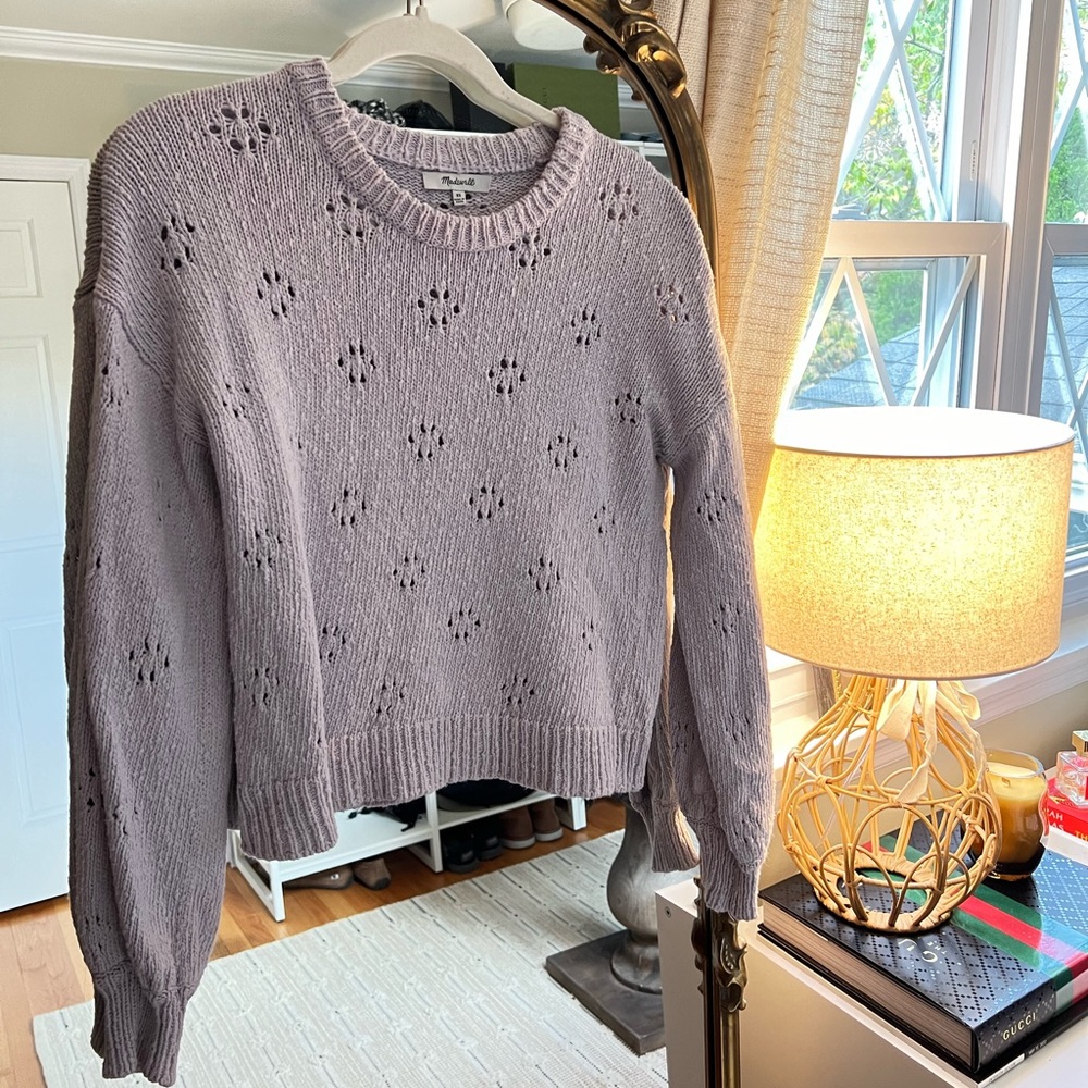Madewell Floral Pointelle Pullover Sweater